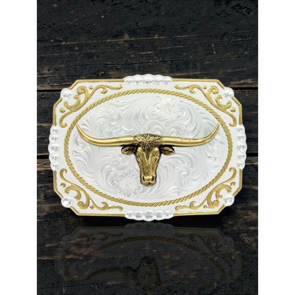 Montana Silversmiths Cowboy Cameo Steer Head Longhorn Buckle Retail $180 NEW